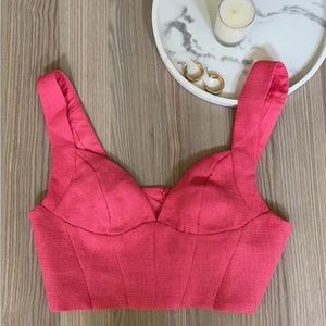 Pink bustier crop top